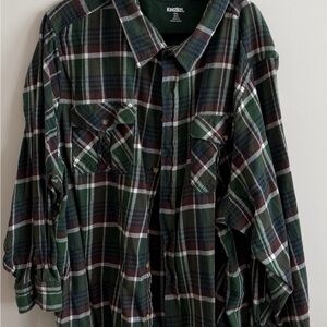 KingSize Men's Forest Green Plaid Button-Down Shirt Big and Tall 6XL